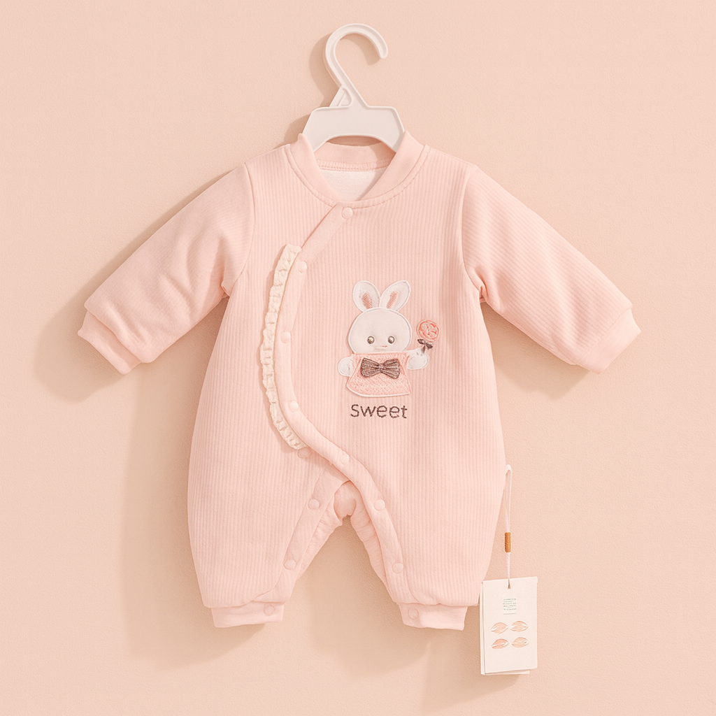 Baby Romper for Winter | Pink | Quilted Romper | Imported