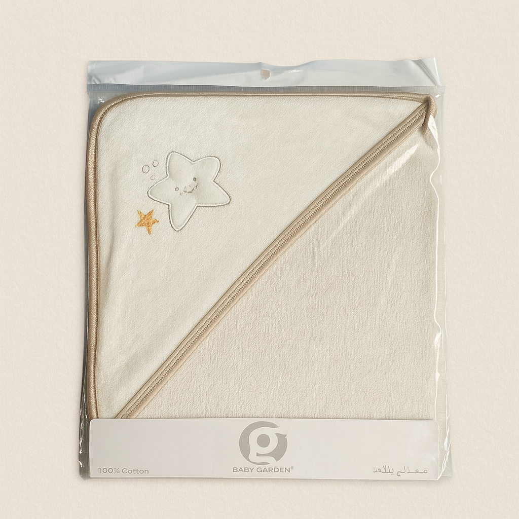 Soft Hooded Bath Towel for Baby | New Born Baby Towel |White Star | Imported