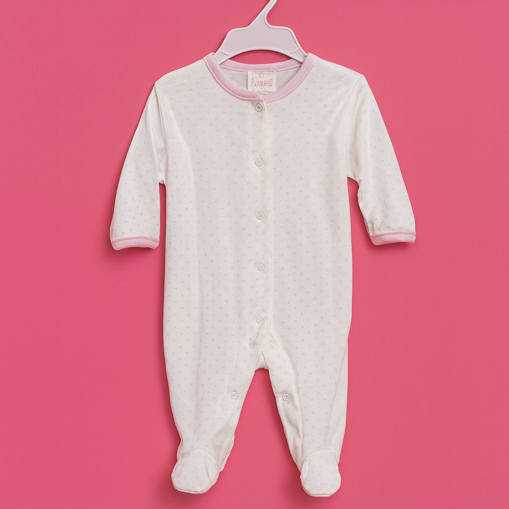 Baby Body Suite | White - Pink Dots | New Born Baby Clothes