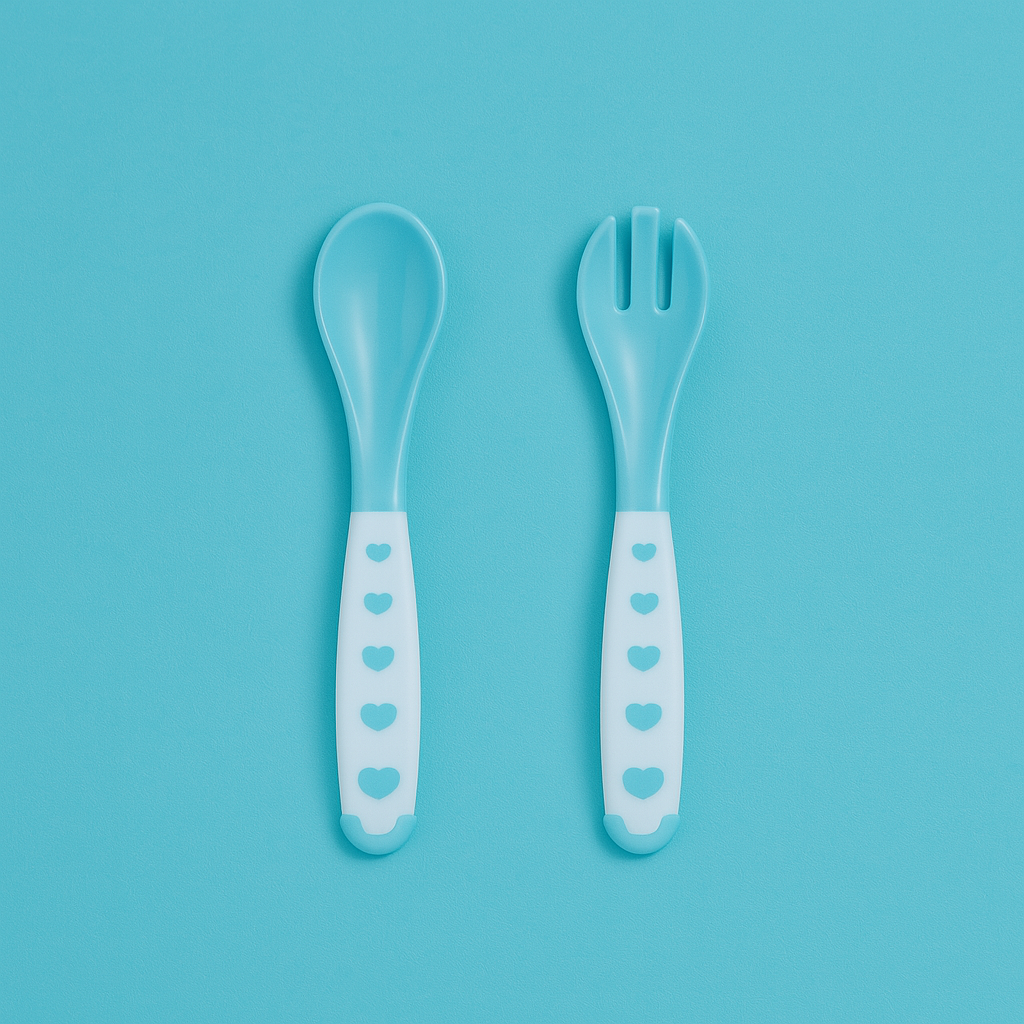 Meal Box For Baby Blue White | 4 Sections | Fork | Spoon