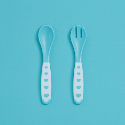 Meal Box For Baby Blue White | 4 Sections | Fork | Spoon