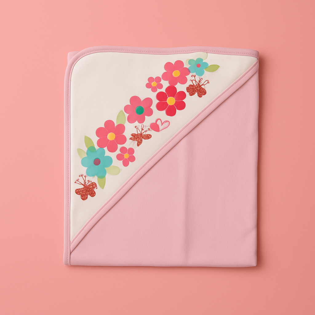 Baby Soft Wrapping Sheet Hooded Floral Pink | Imported