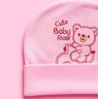 Baby Cap Cute Baby Rider Pink | New Born Baby Cap