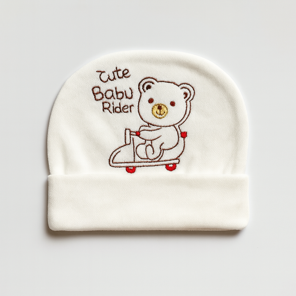 Baby Cap Cute Baby Rider | New Born Baby Caps | White