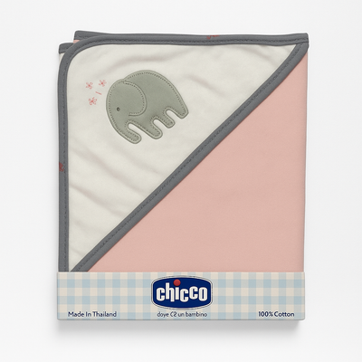 Infant Wrapping Sheet Hooded Pink Grey Elephant