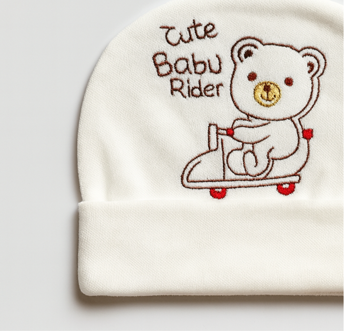 Baby Cap Cute Baby Rider | New Born Baby Caps | White