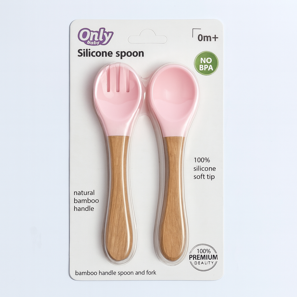 Bamboo Silicon Spoon and Fork Set | BPA Free |