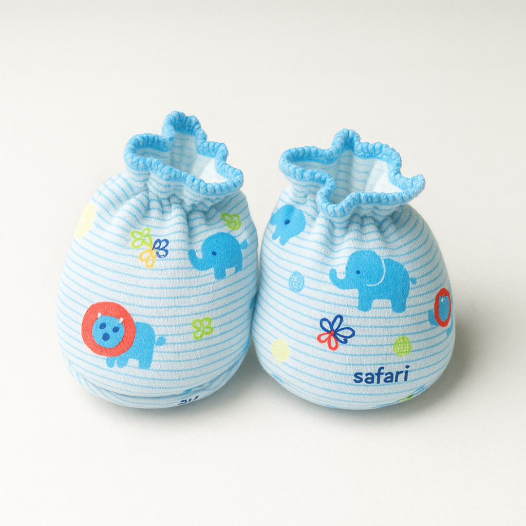 Set of 3 Booties for Baby Boys| Baby Girls | Blue Elephant Design and Orange Plane