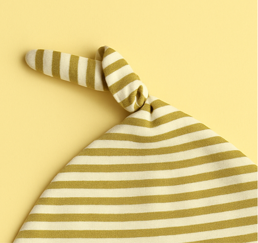 Knot Cap for Baby White and beige | Stripe | New Born Baby Cap