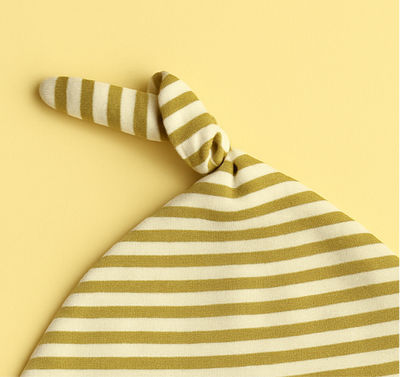 Knot Cap for Baby White and beige | Stripe | New Born Baby Cap