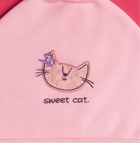 Cap for Baby Girl | Sweet Cat | Pink Color Baby Cap