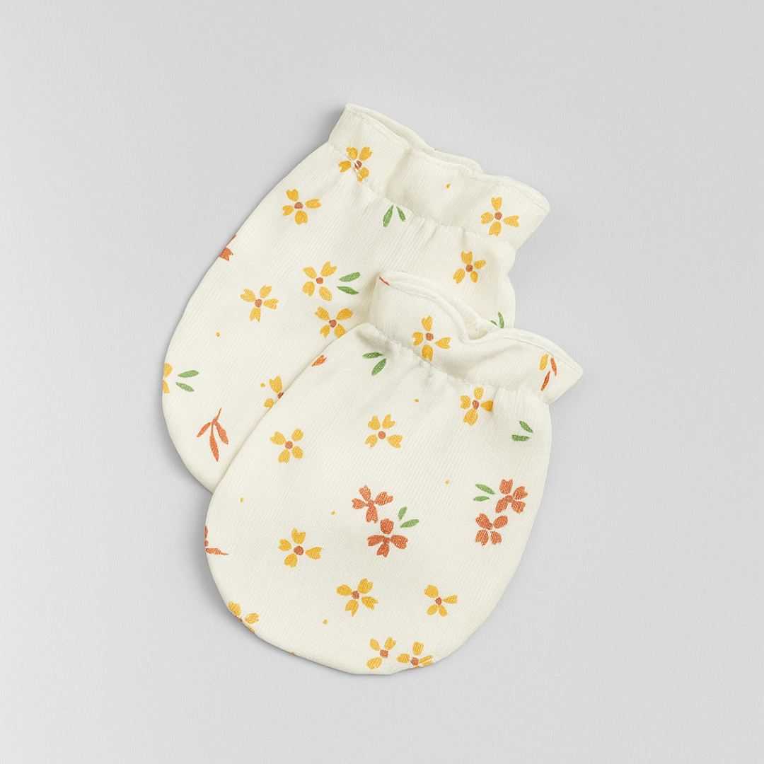 Mittens set of 5 Yellow / Blue / White / Floral for Baby