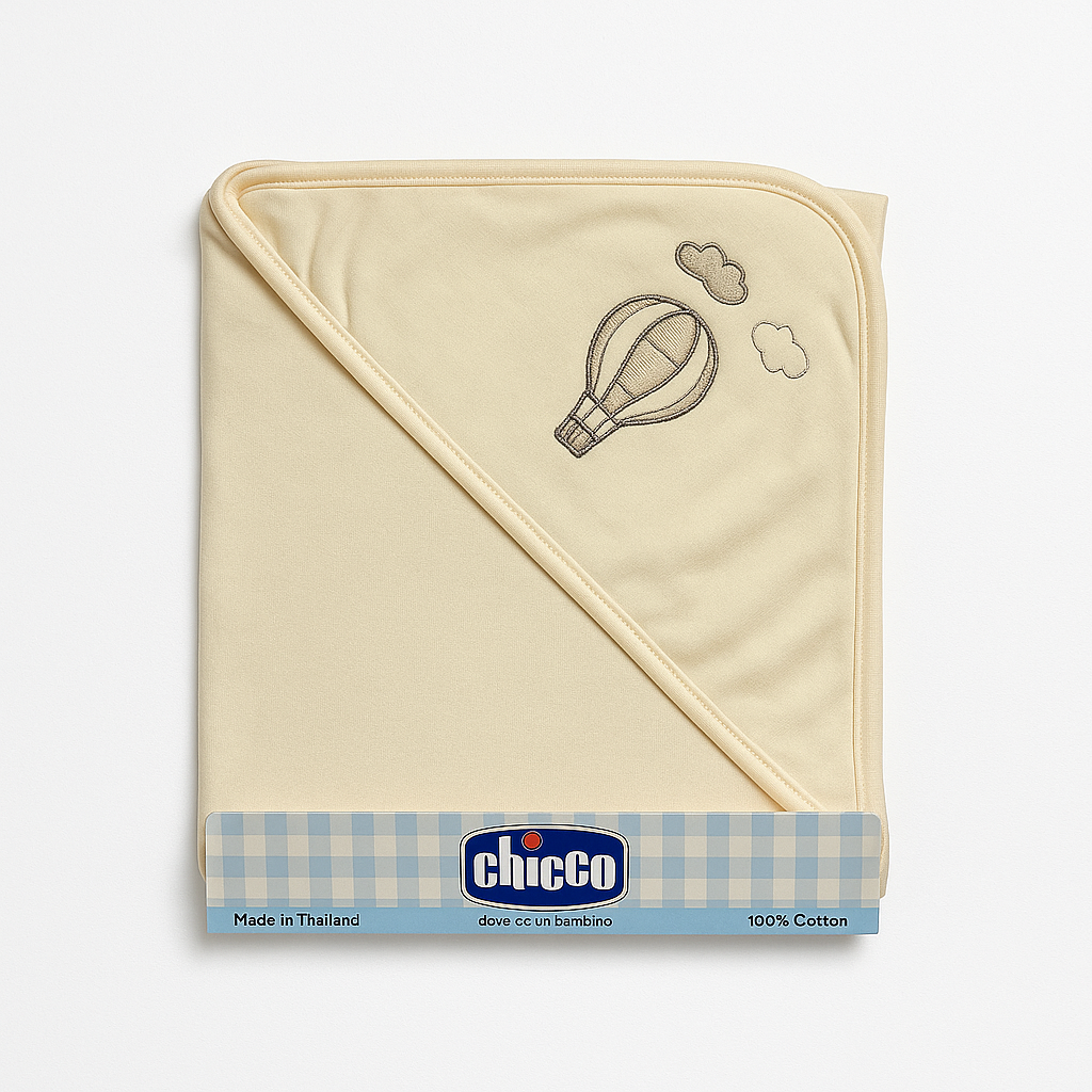 Infant Wrapping Sheet Hooded Light Brown Hot Air Ballon Cloud