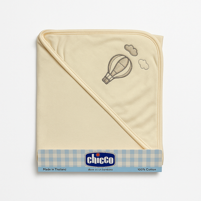 Infant Wrapping Sheet Hooded Light Brown Hot Air Ballon Cloud