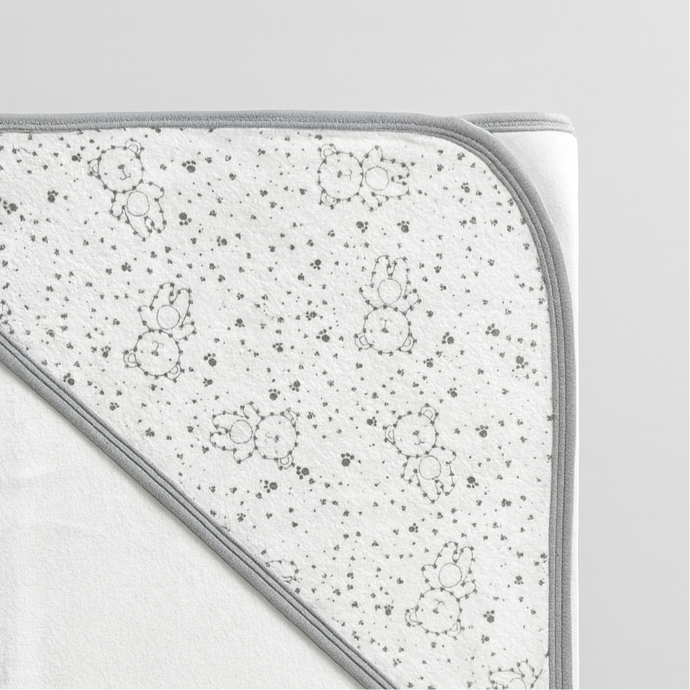 Hooded Bath Towel for Baby | New Born Baby Towel |Grey White | Imported