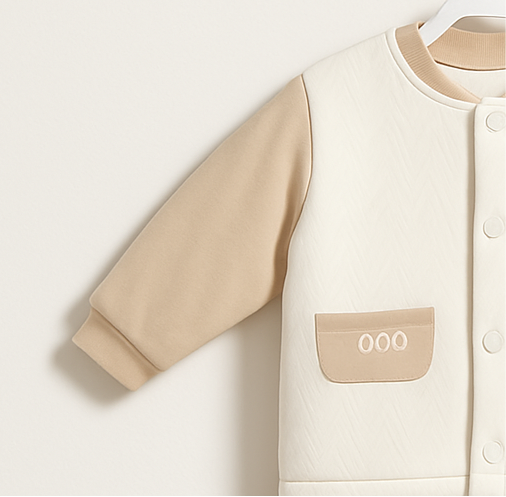 Baby Suit for Winter | Brown Cream | Quilted | Imported