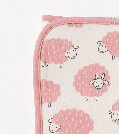 Infant Wrapping Sheet White Pink Sheep | Imported