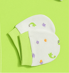 Baby 3 Piece Full Sleeves Romper Set | Cap | Mittens | Green