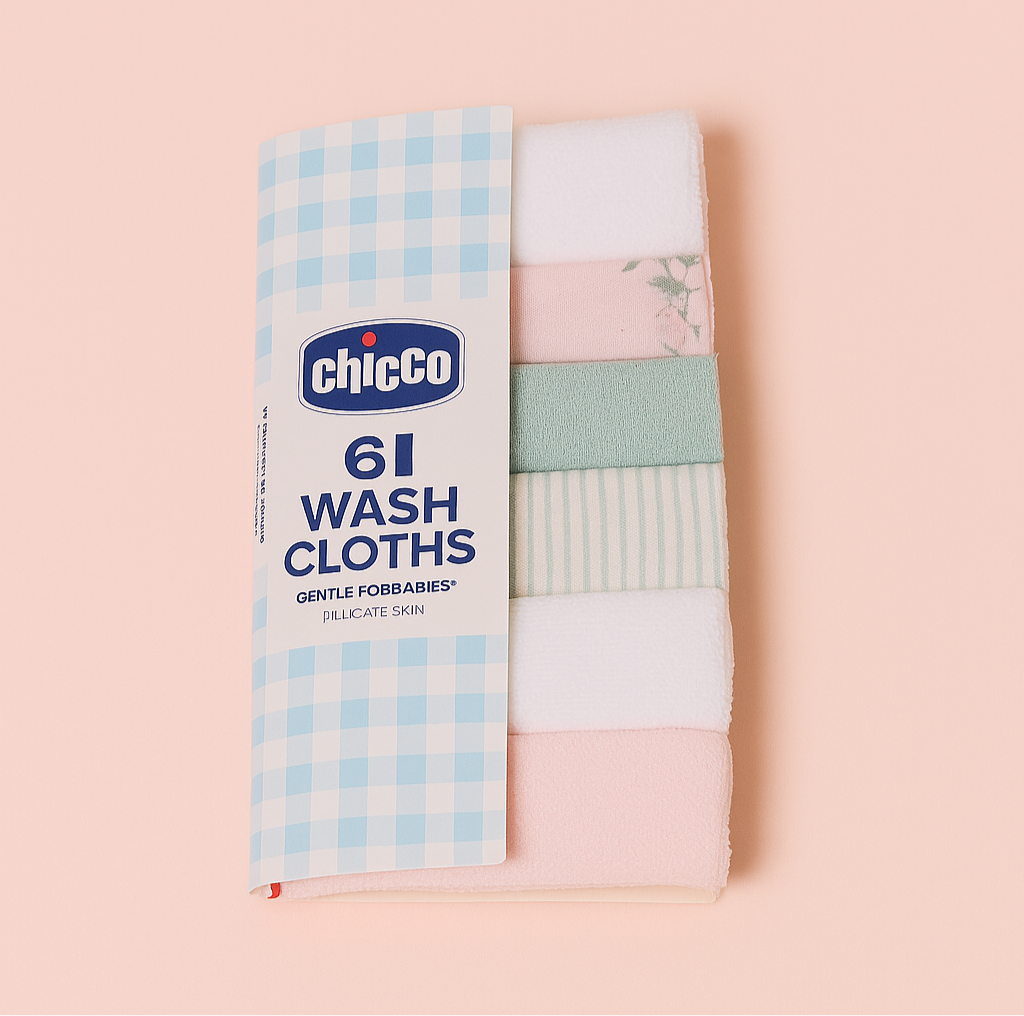 Wash Cloth Set of 6 for Infant Baby | Green Pink White