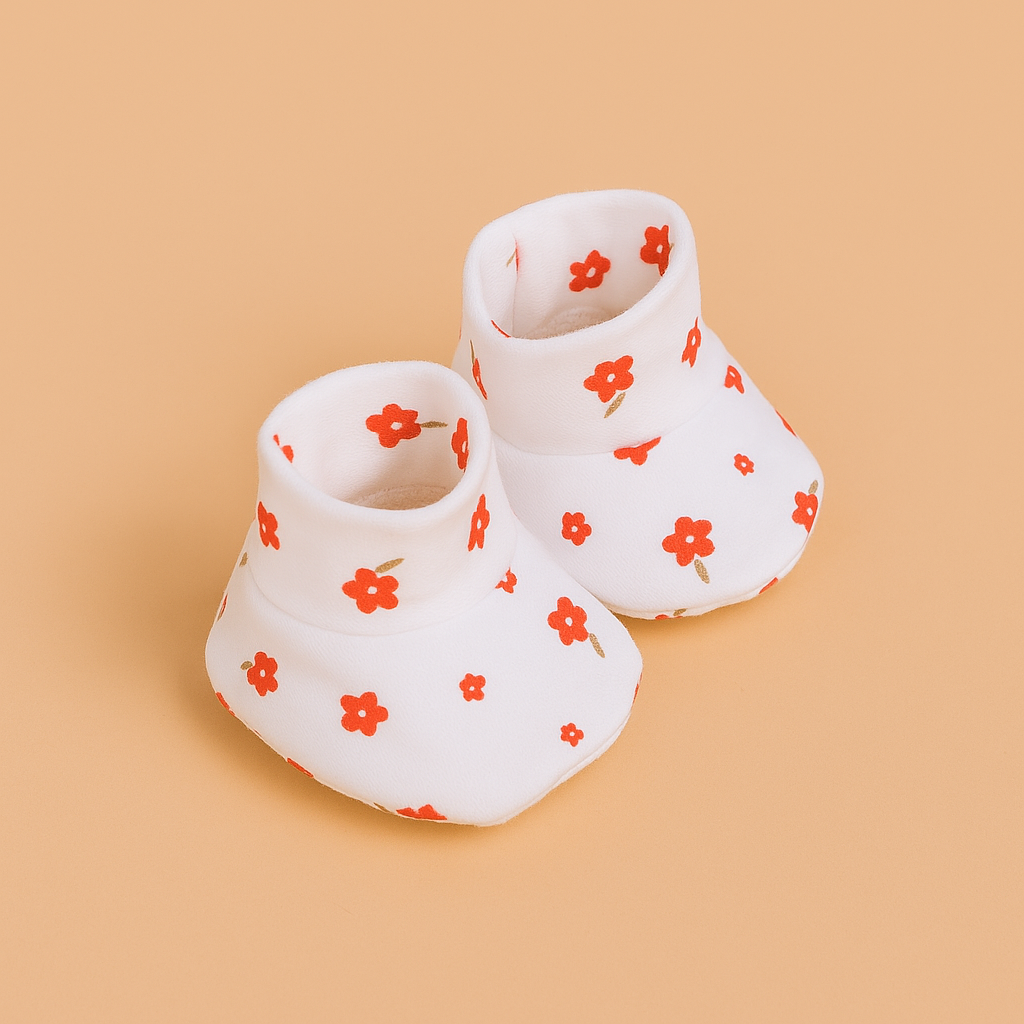 Infant Baby Booties white Floral for Baby Girls | Imported