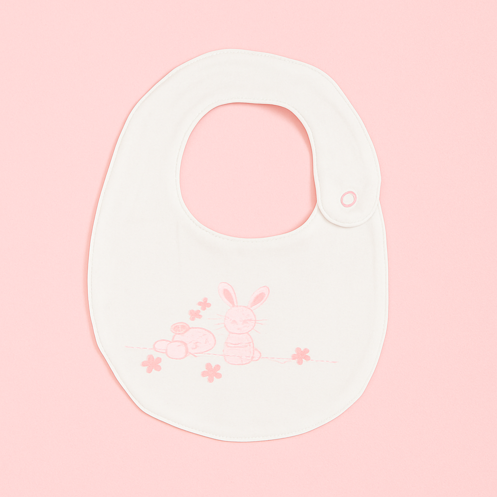 Bib for Baby | Cute Bunny White Pink | Imported