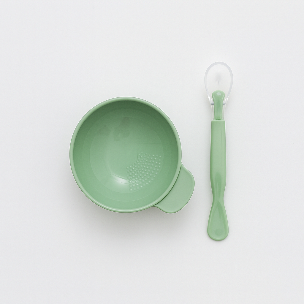 Baby Food Bowl and Spoon Green | BPA Free |