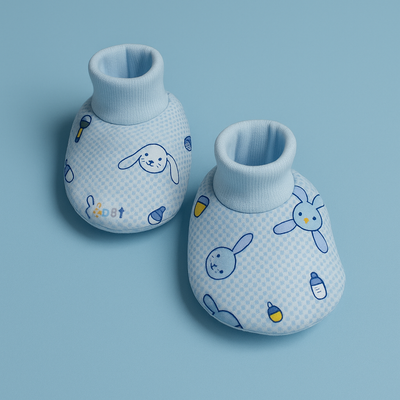 Infant Baby Pack of 3 Booties Stripes and Rabbit | Imported
