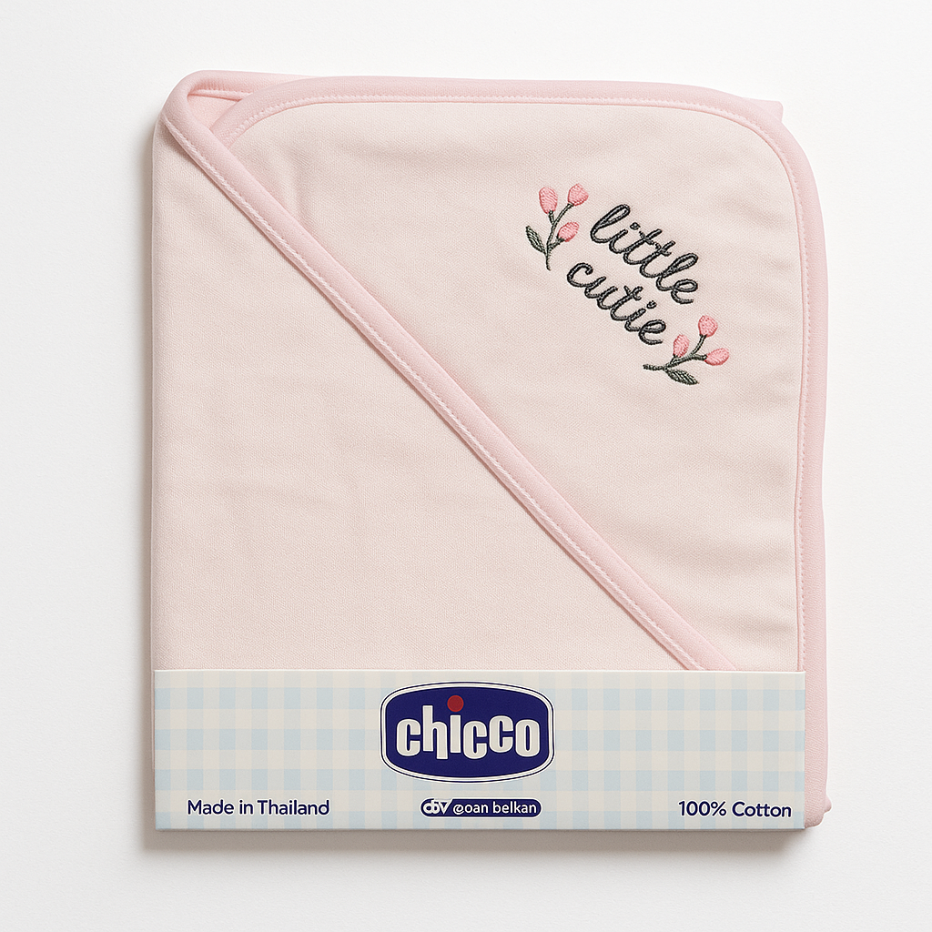 Infant Wrapping Sheet Hooded Pink Little Cutie