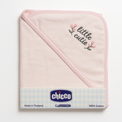 Infant Wrapping Sheet Hooded Pink Little Cutie
