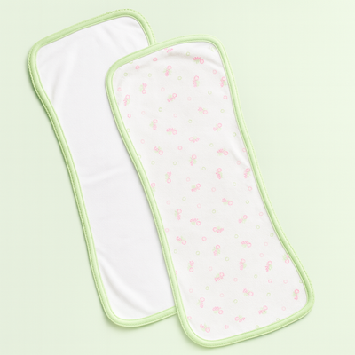 Burp Cloth for Baby | White Green | Set of 2 | Imported