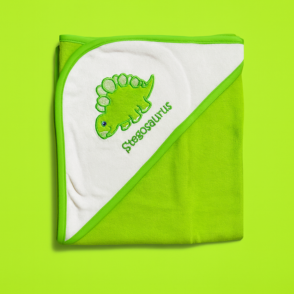 Hooded Bath Towel for Baby | New Born Baby Towel |Green Stegosaurus | Imported