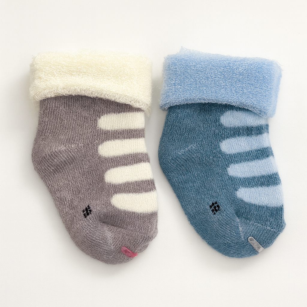 Set of 2 Baby Socks | Standard Size 0-1 Year | purple | blue| Imported