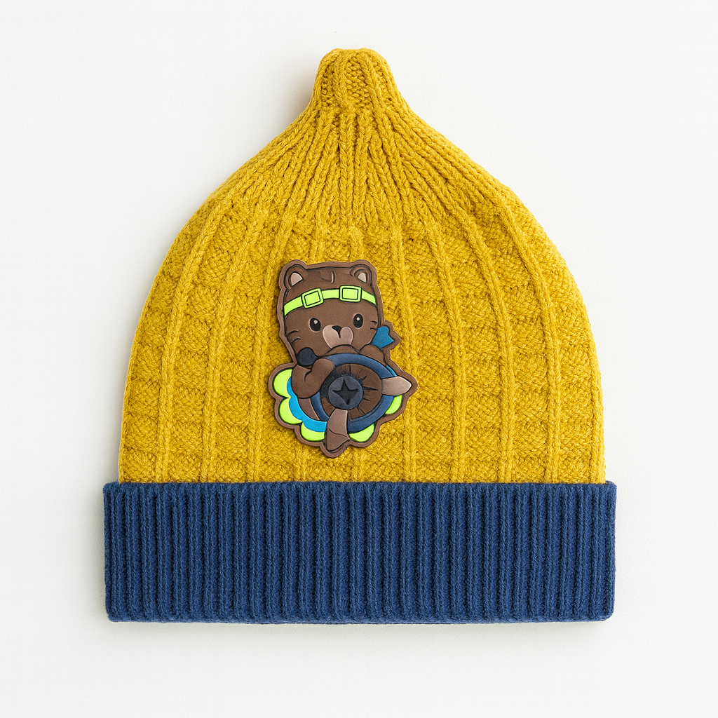 Winter Cap For Baby | Knitted Yellow Blue Cap for infant