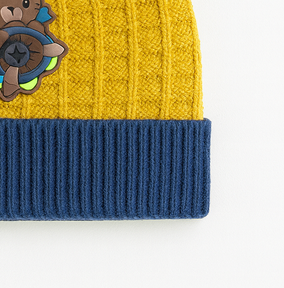 Winter Cap For Baby | Knitted Yellow Blue Cap for infant