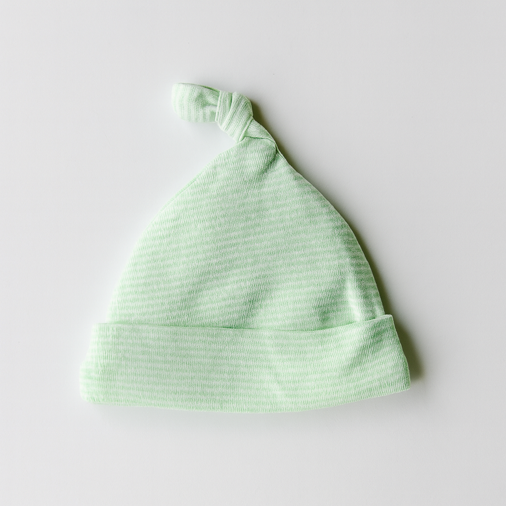 Knot Cap for Baby | Green Stripe | New Born Baby Cap