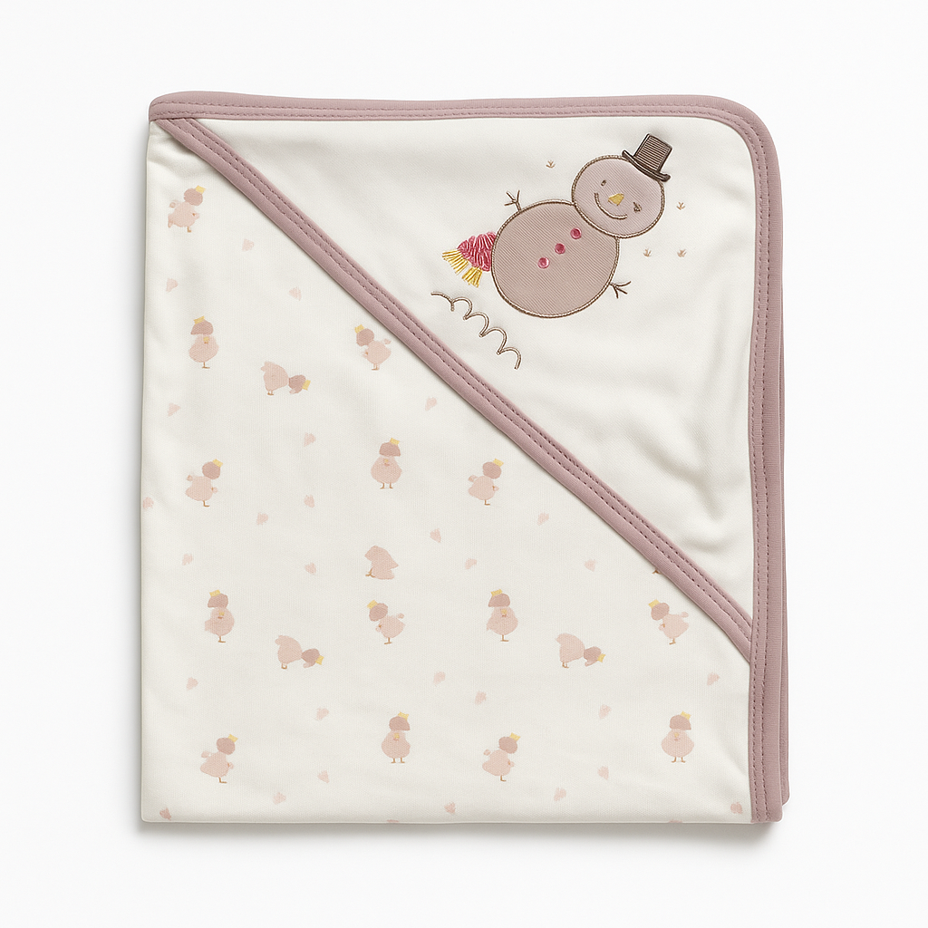 Infant Wrapping Sheet Hooded White Light Brown