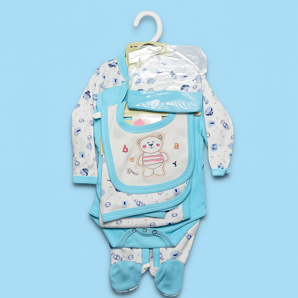 Gift Set for Baby Girl and Boys | Baby Starter Set – 5 Piece Blue White |