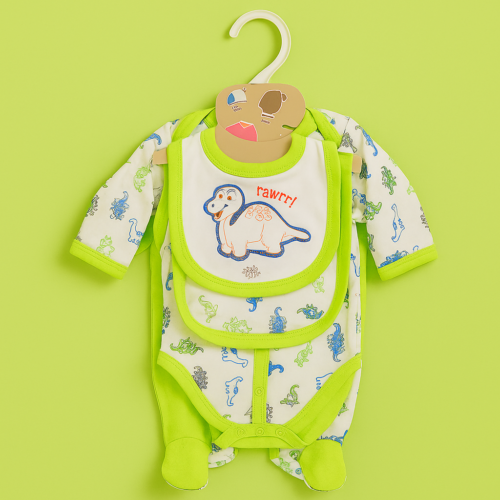 Newborn Baby Starter Set – 5 Piece Green White | Imported Baby Clothes in Pakistan