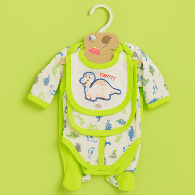 Newborn Baby Starter Set – 5 Piece Green White | Imported Baby Clothes in Pakistan