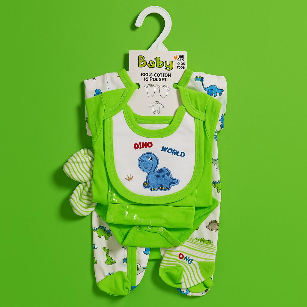 Newborn Baby Starter Set – 6 Piece Green | Imported Baby Clothes in Pakistan