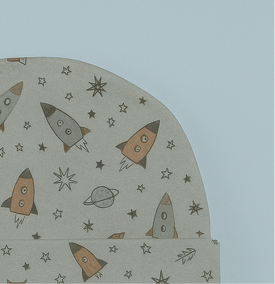 Infant Baby Cap Blue and Grey Rockets | Imported