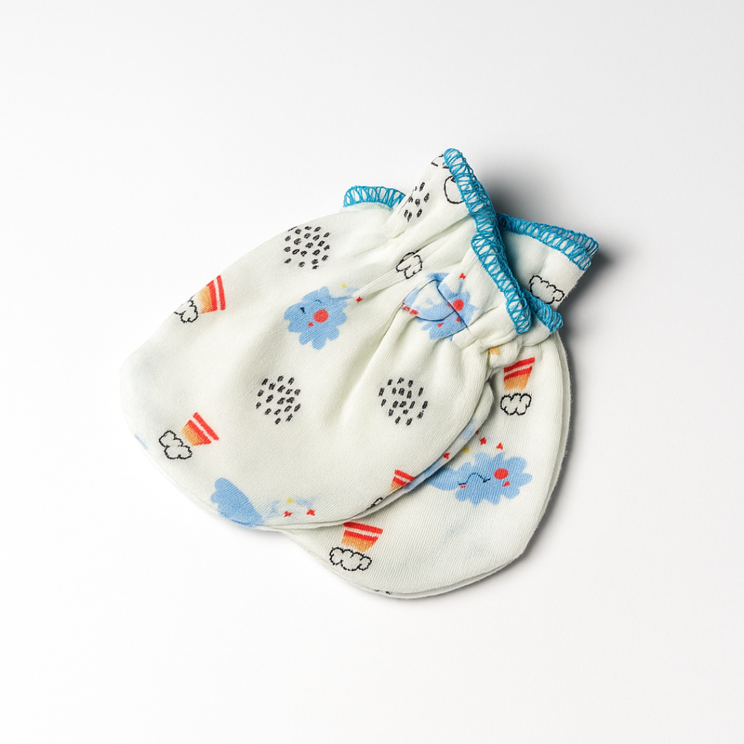 Mittens set of 5 Yellow / Blue / White / Floral for Baby