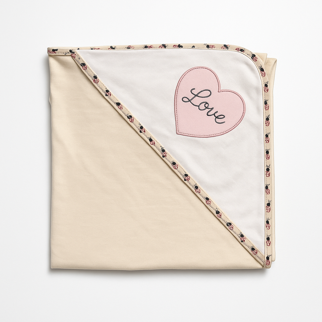 Infant Wrapping Sheet Hooded Love Heart