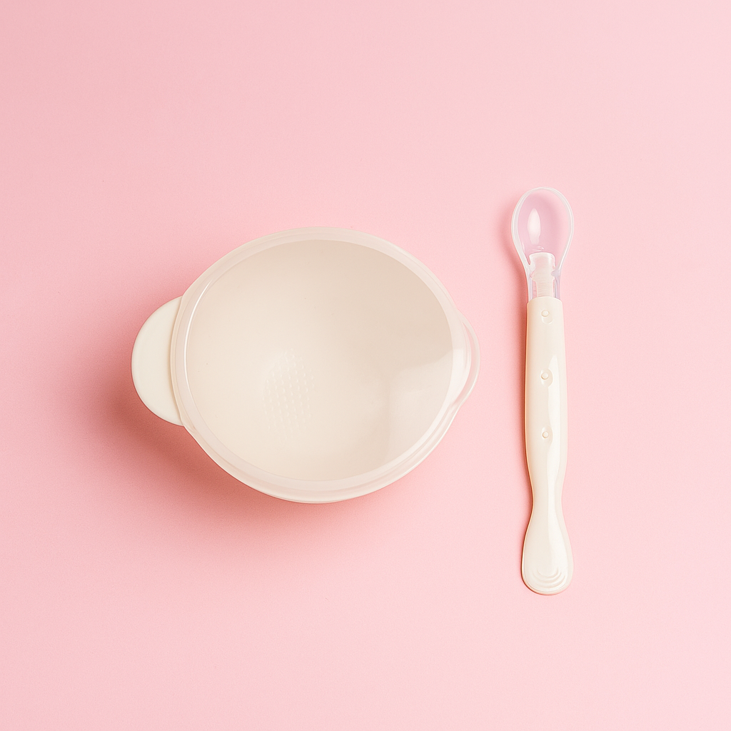 Baby Food Bowl and Spoon White | BPA Free |