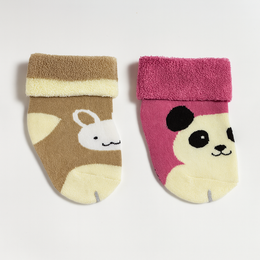 Set of 2 Baby Socks | Standard Size 0-1 Year | Purple  | Brown | Imported