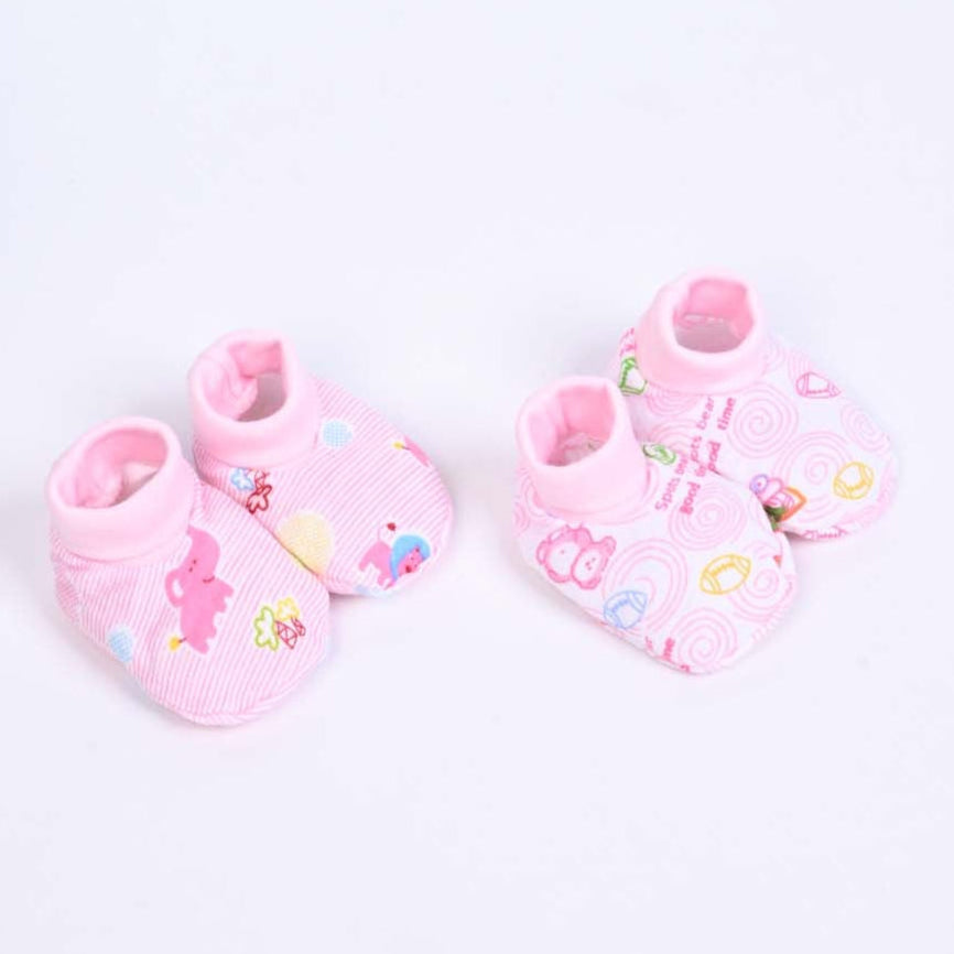 Infant Baby Pink Booties For Girls Set of 2 | Mix | TND108