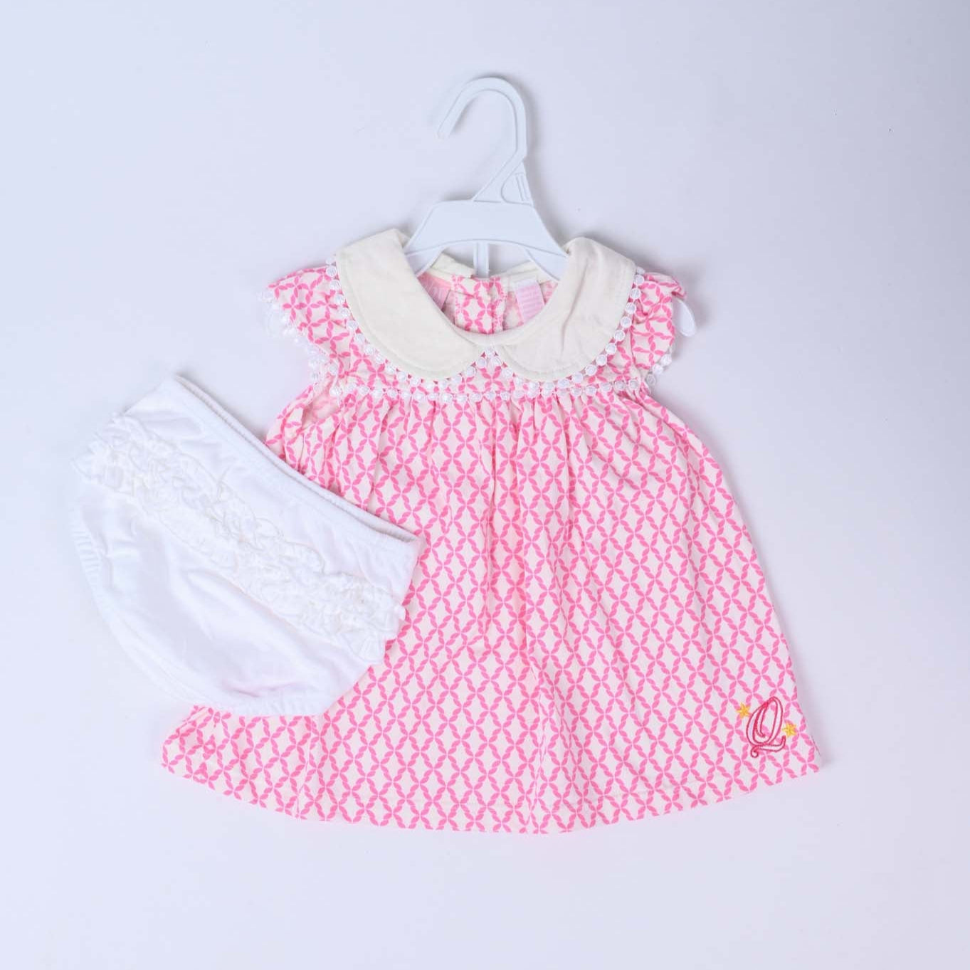 Pink Cotton Printed Frock set 2 Piece Set For Baby Girls