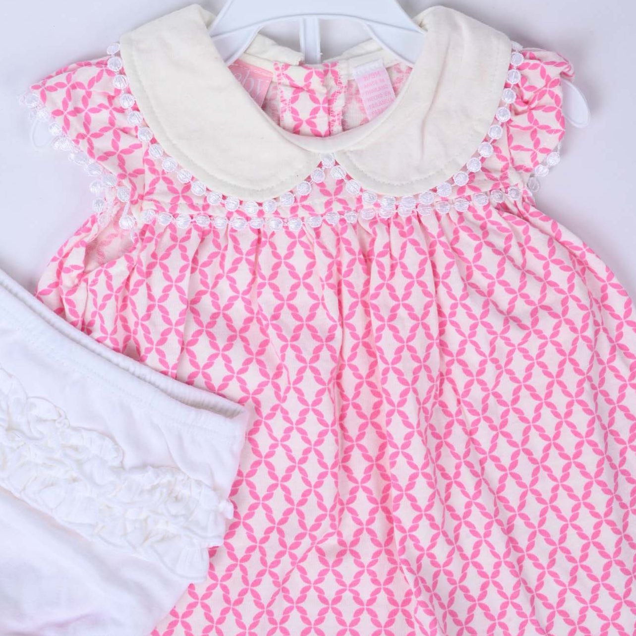 Pink Cotton Printed Frock set 2 Piece Set For Baby Girls