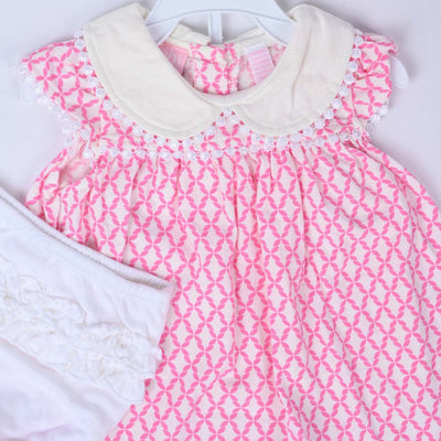 Pink Cotton Printed Frock set 2 Piece Set For Baby Girls