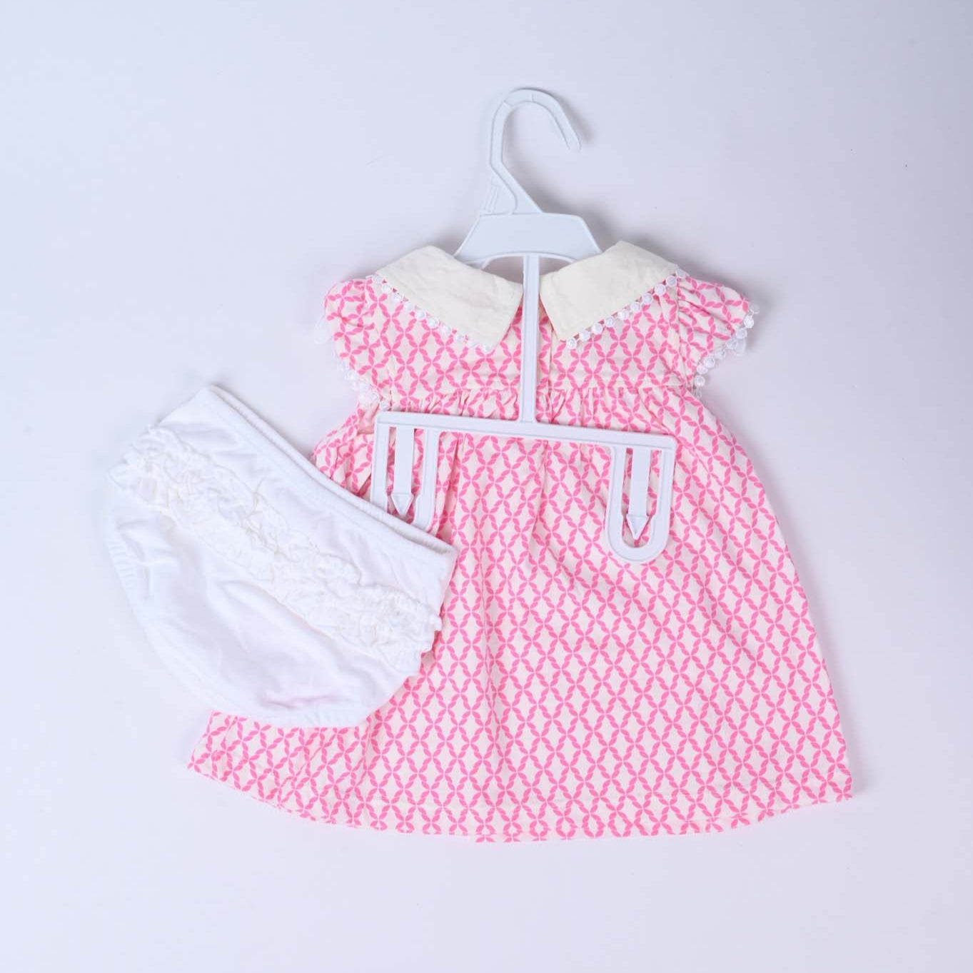 Pink Cotton Printed Frock set 2 Piece Set For Baby Girls